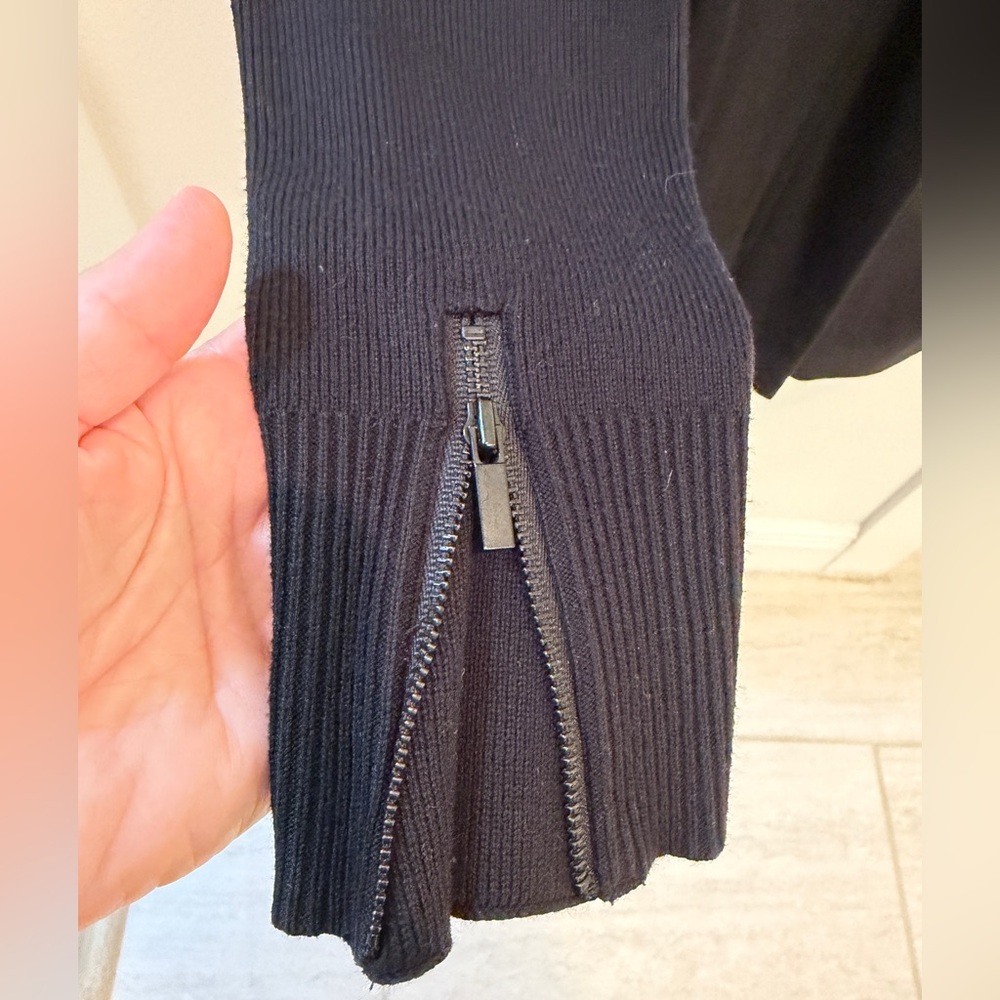 CAbi Black Longline Sweater Jacket with Faux Leather-Trim Pockets - Picture 7 of 12